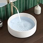KES Round Vessel Sink, Bowl Sinks for Bathrooms 16 Inch Sink Bowl Above Counter Small Circular White Ceramic Vessel Sink Coun
