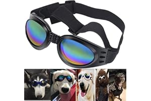 CIAWASEI Dog Sunglasses Small Breed, Sun Glasses for Small Dogs Doggy Pet Goggles Adjustable Folding Eye Wear UV Protection Windproof Polarized (Black)