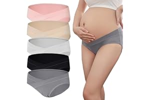 Lohhbve Maternity Briefs 5 Pack V Shaped Belly Support Briefs Breathable Cotton Pregnancy Panties Women Postpartum Underwear