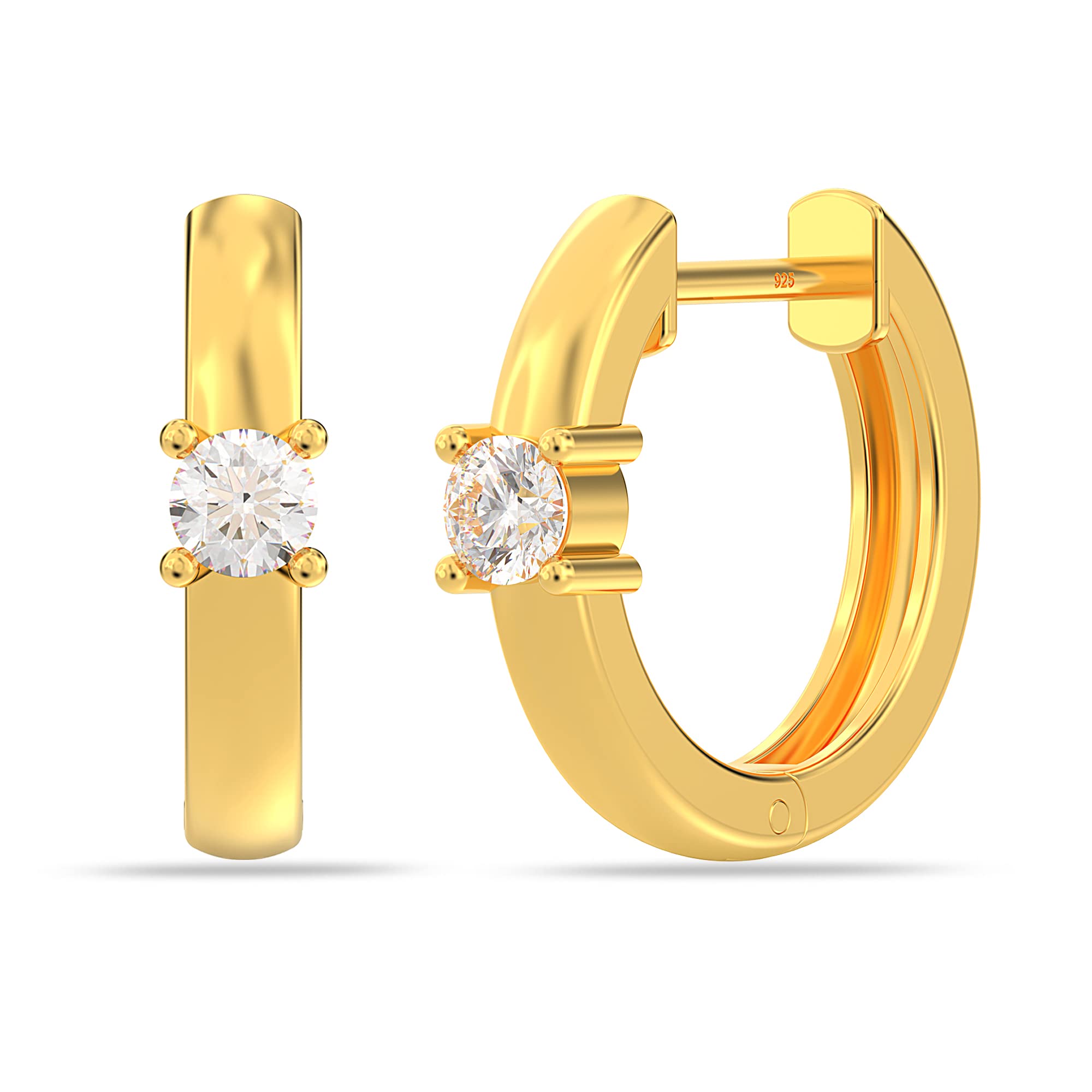 Charmsy 925 Sterling Silver Elegant Chunky Hoop Earrings for Women 14k Gold Plated 925 Sterling Silver Huggie Hoops Earrings Small Thick Gold Silver Hoop Earrings Jewellery