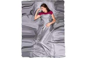 The Friendly Swede Double Sleeping Bag Liner Ultralight — Thin Travel Sheets for Hotel with Full Length Zipper - Camping Shee