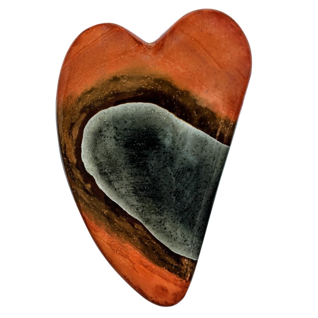 Eusice - Gua Sha Polychrome Jasper Natural Stone - Eye & Face Massage - Relaxation for the Body and Mind - Ultimate Anti-Aging Facial Tool - 100% Handcrafted & Handmade from a Raw Stone