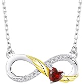 STARCHENIE Infinity Necklace 925 Sterling Silver Angel Wings Heart Birthstone Necklace for Women