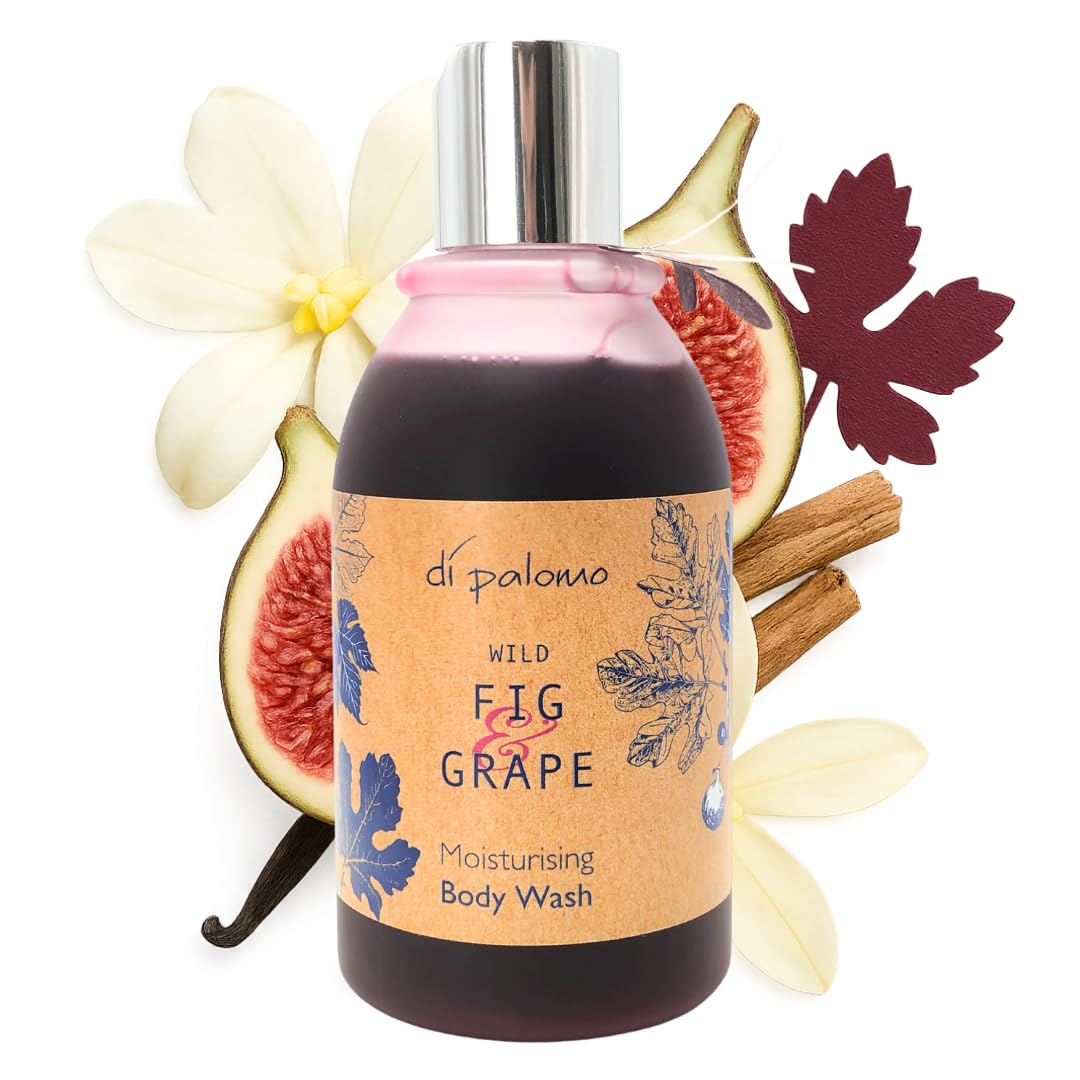 Di Palomo Vegan Wild Fig & Grape Body Wash 240ml - Moisturising Body Wash for Women & Men with Skincare Vegan Shower Gel & Bubble Bath Luxury Shower Gel Men & Women Ladies Present Gift