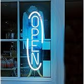 Vertical Open Led Sign 24x7.4'' with Remote-Super Bright both Outdoor and Indoor Neon Sign business window light (24'' Height, Light Blue)