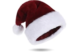 Eoocan Christmas Hat for Adult, Unisex Thicken Comfortable Plush Santa Hat for Christmas New Year Festive Theme Party Supply