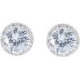 SUNGLEES CZ Halo Stud Earring Simulated Diamond Cubic Zirconia Hypoallergenic 925 Silver Post for Women Men
