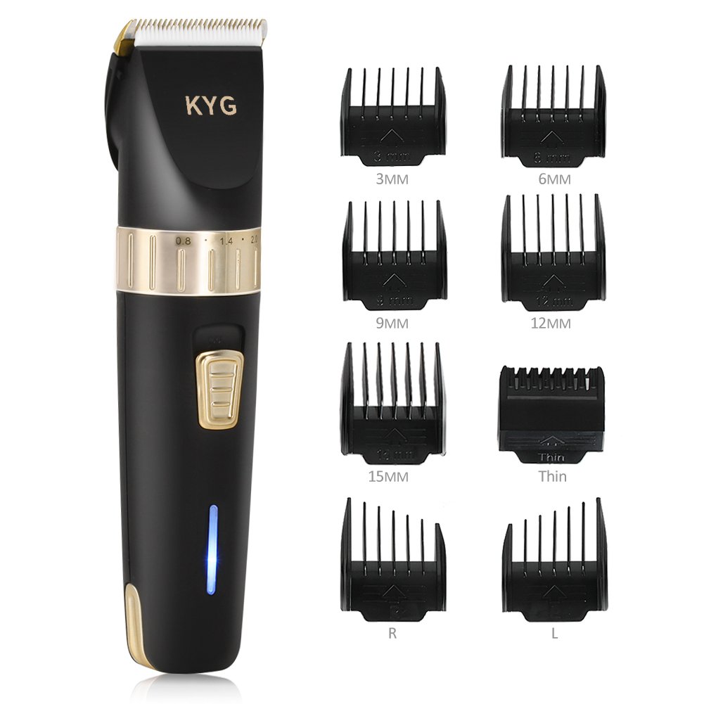 Haarschneider elektrische Haarschneidemaschine Herren Haar und Haarschneider elektrische Haarschneidemaschine Herren Haar und Bartschneider Präzisionshaartrimmer mit 8 Aufsatzkämmen für Salon oder zu Hause Schwarz KYG