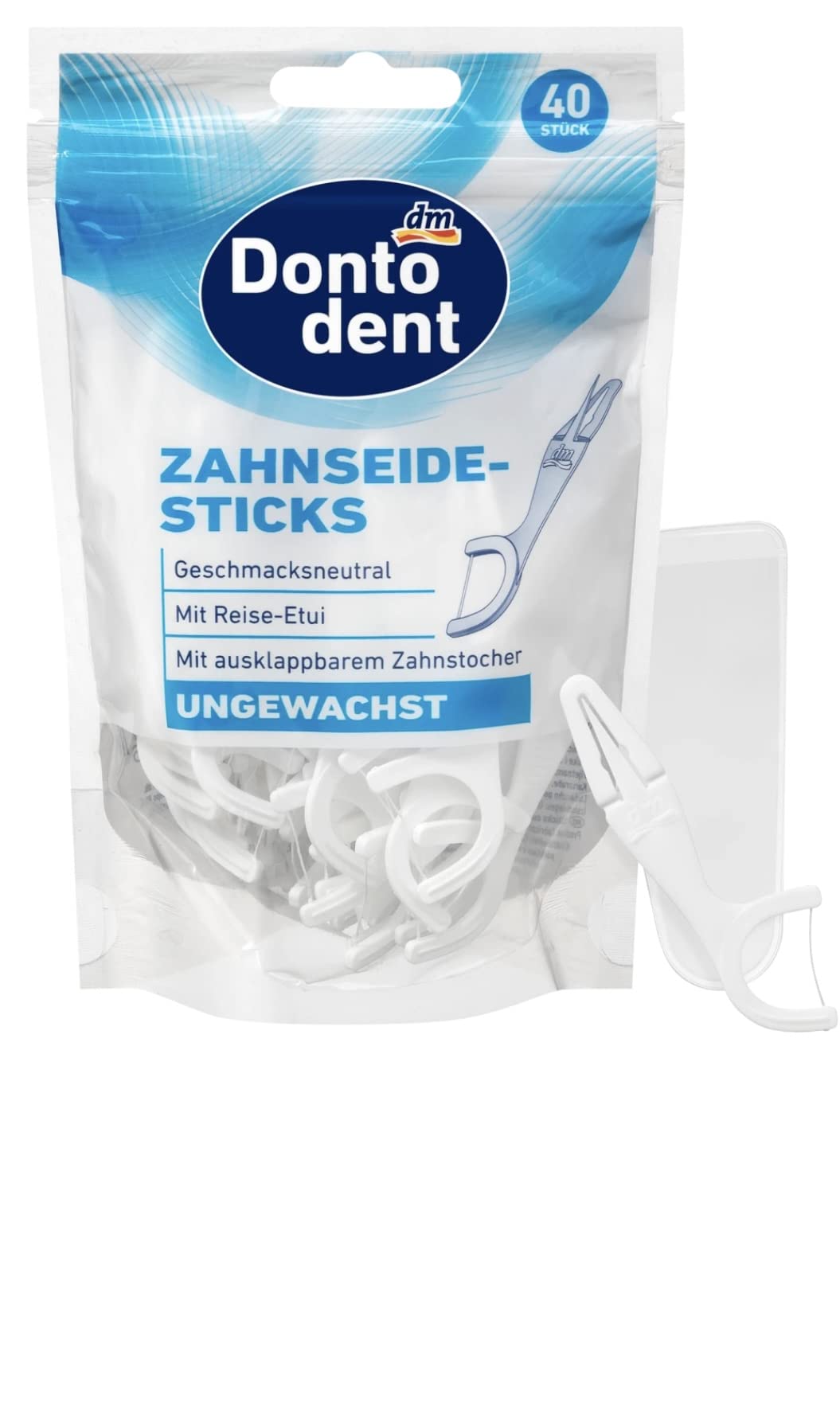 Dontodent Dental Floss Sticks with Case 40 Sticks