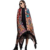 DANA XU 100% Merino Wool Extra Large Pashmina Blanket Travel Scarf Cashmere Wrap for Women Fall Winter Oversize Shawl Floral