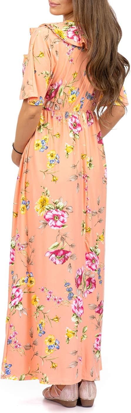 Women's Ruffle Neckline Maternity Dress with Adjustable Belt at  Women’s Clothing store