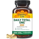 Country Life Daily Total One Multivitamin, Iron Free Once a Day Multivitamin & Multimineral Complex, Vitamins A, C, D, Including Coenzyme B-Vitamins, Supports Energy Metabolism, 60 Vegan Capsules