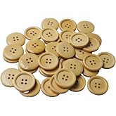 pson 60PCS 1Inch Natural Wooden Buttons, 4 Hole Round Buttons for Sewing, Craft, Clothing, Coat, Jacket (Natural)