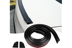 Ajxn Pack-1 Car Universal 4.9 Ft Carbon Fiber Pattern Rear Wing Decorative Strip, Spoiler Free-Punching Rubber Lip Stickers, Suitable for Tailgate, Roof, Bumper Scratch Protection(Matt Black)