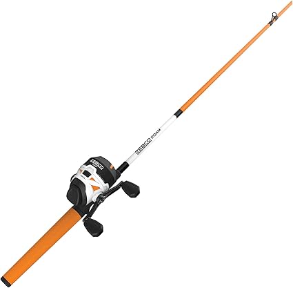 orange fishing rod and reel