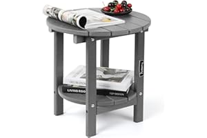 FUNBERRY Outdoor Adirondack Side Table, 2-Tier Patio End Tables, HDPE All Weather for Outside