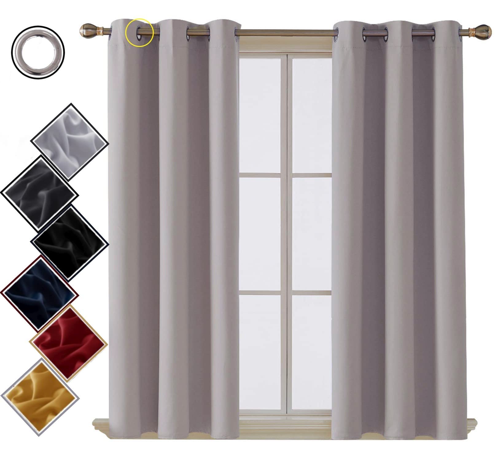 funky gadgets Blackout Curtains for Bedroom Thermal Insulated Blackout Curtains 70 to 90% Light Blocking Eyelet curtains for Living Room 2 Panels, 46 x 54 Inch, Silver Grey