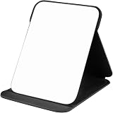 OWLKELA 20x15cm Portable Folding Mirror Black PU Leather Travel Vanity