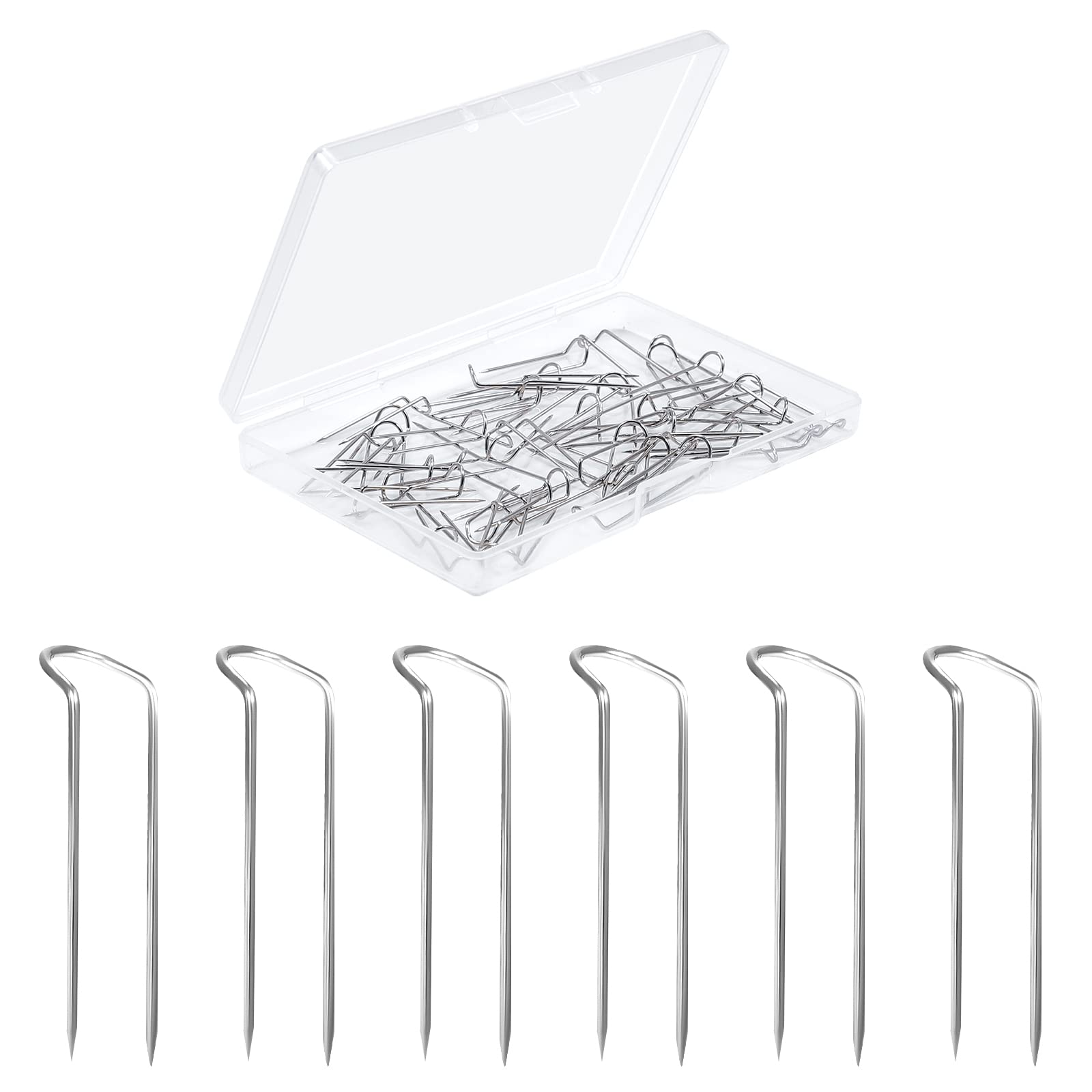 SAVITA 50pcs U-shaped Sewing Quilting Pins, Stainless Steel Craft Pins Double Blocking Pins Multi-purpose Straight Pins for Sewing, Jewelry Display and Home Decor (0.9 inch Long), S (D18007)