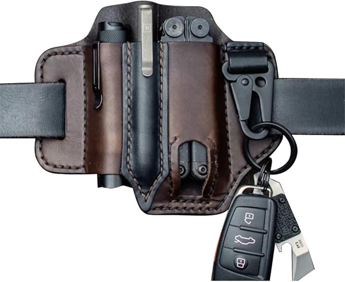 Yunobi Leather Sheath for EDC Organizer Belt Loop Leather Multitool