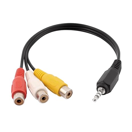 uxcell 3 RCA Female Audio Video Connector to 3.5mm Jack Connector Adapter w Cable 2