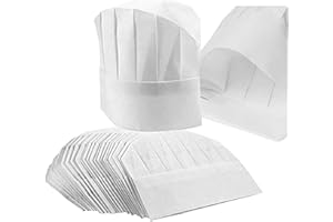EDOBLUE 20 Pack Paper Chef Hats Adjustable for Kids (h20，w25) White