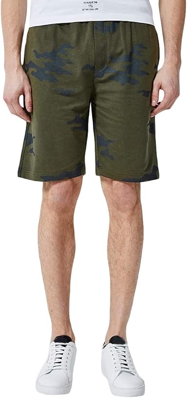 mens camo shorts elastic waist