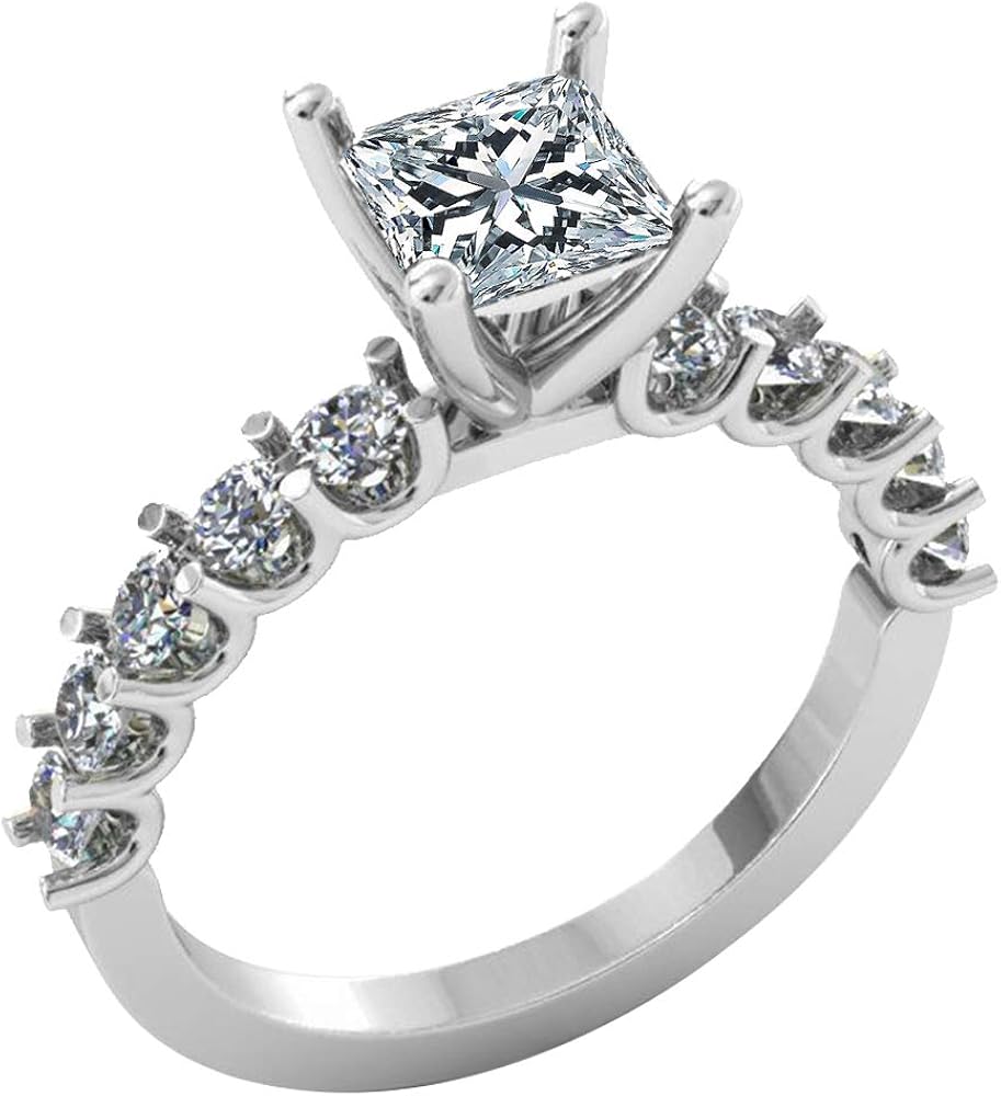 TOUSIATTAR Lab Grown Diamond Princess Cut Engagement Ring 14k or 18 Karat Gold Nice Lab