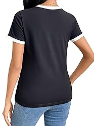 Remidoo Womens Crew Neck Tops Contrast Binding