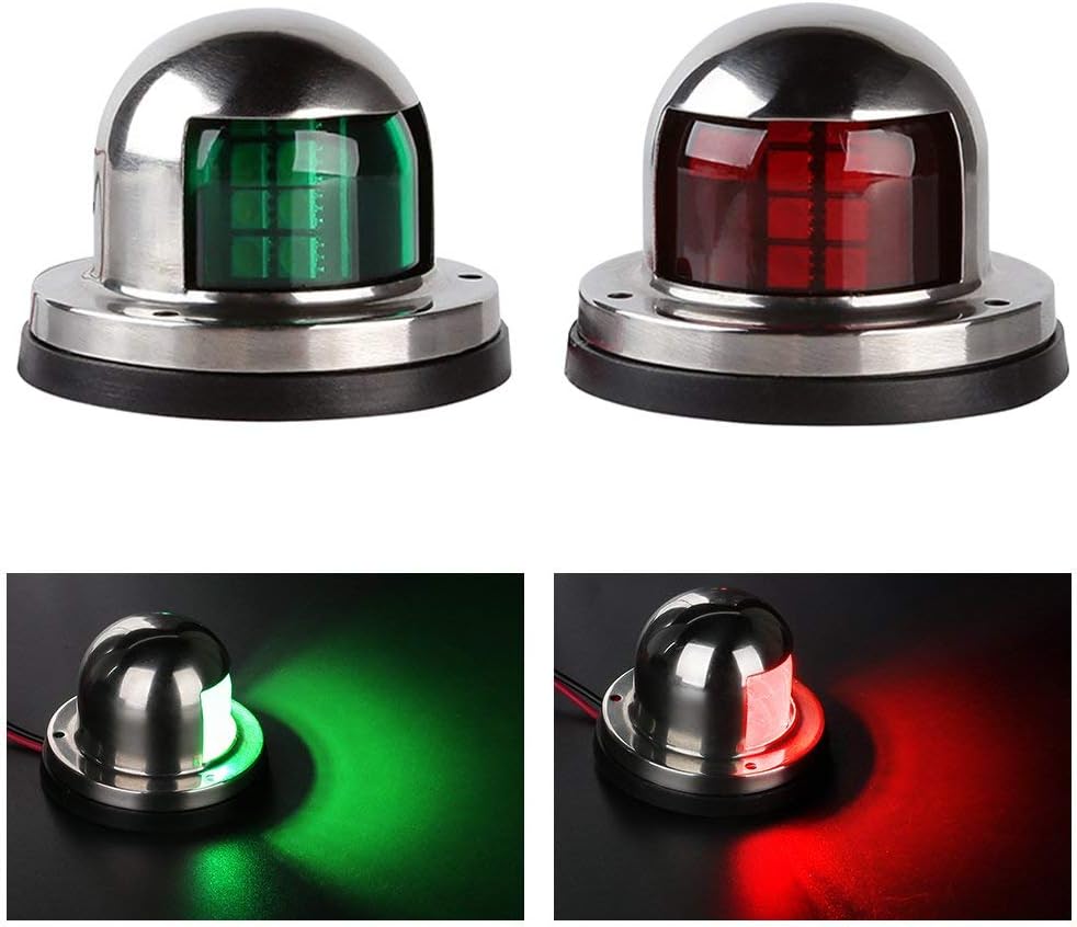 LEANINGTECH One Pair Marine Boat Yacht Light 12V Stainless Steel LED Bow Navigation Lights Pontoons Sailing Signal Lights : Sports & Outdoors