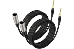 EBXYA 1/4" TRS to XLR Male Balanced Mic Microphone Cable 6ft, XLR to 6.35 Jack, 2 Packs