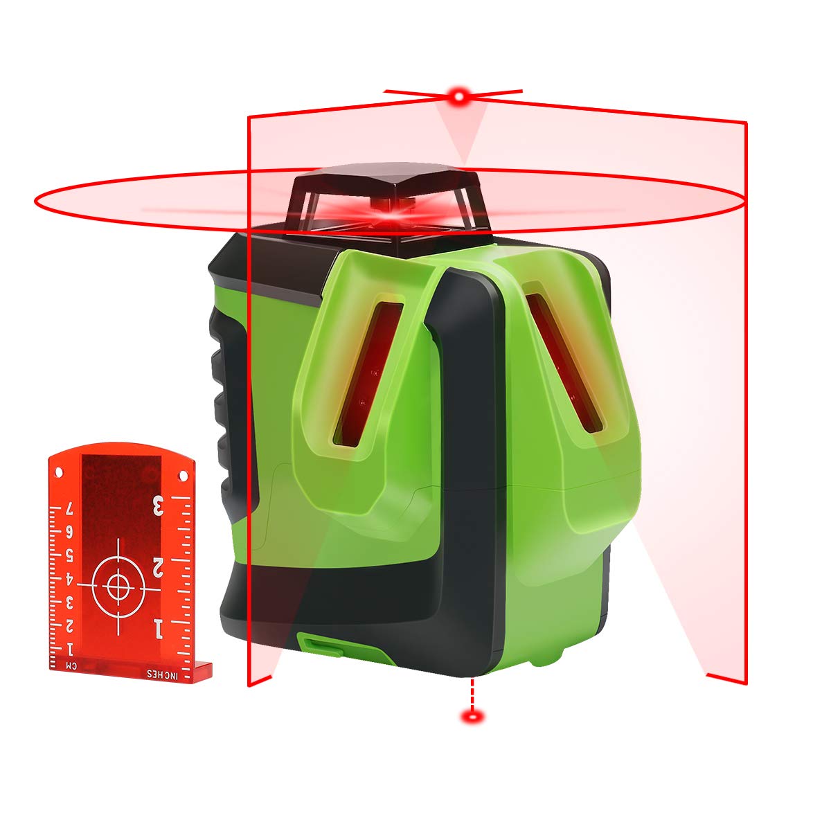 Laser Level Cross-Line Laser with Plumb Dot, Huepar 622CR Red Beam Laser Level - 360-Degree Horizontal and Two Vertical Lines plus Plumb Point, Self-Leveling Alignment Multi Line Laser Tool