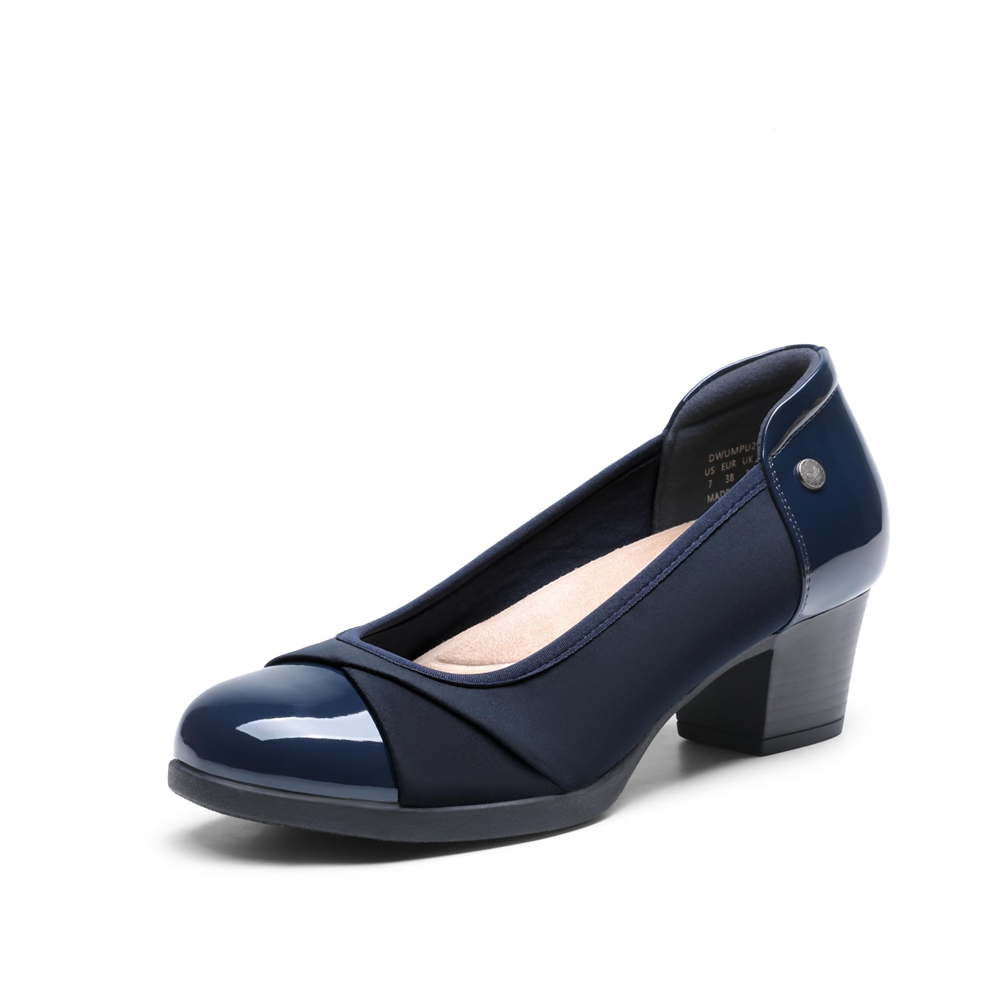 Photo 1 of DREAM PAIRS Women's Pumps Low Chunky Block Closed Toe Shoes Work Comfortable Heels Round Toe Dress,Size 8.5,Navy,DWUMPU2507