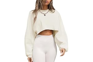 Remidoo Women's Casual Long Sleeve Cropped Sweatshirt Crewneck Pullover Shirt