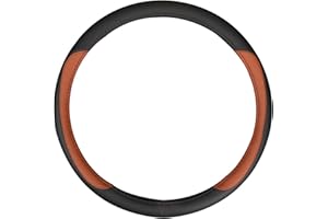 18 Inch Leather Steering Wheel Cover for Trucks, Heavy Duty Semi Truck Steering Wheel Cover Black Brown