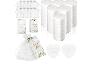 60 Pack Baby Shower Favors for Guests, Heart Soap Handmade Soap with Thank You Card and Organza Bags, Soap Favors for Wedding