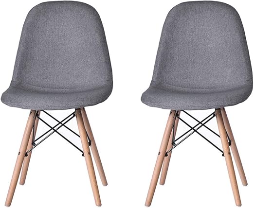 Amazon Zahar ダイニングチェア 2脚セット イームズチェア 肉厚クッション 食卓椅子 リビングチェア おしゃれ 北欧 イス ァブリック生地 在宅勤務 新生活 組立簡単 ライトグレー ダイニングチェア オンライン通販