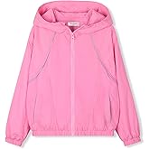nowpith Girls Lightweight Hooded Jacket – Kids Waterproof Windproof Rain Jacket with Pocket