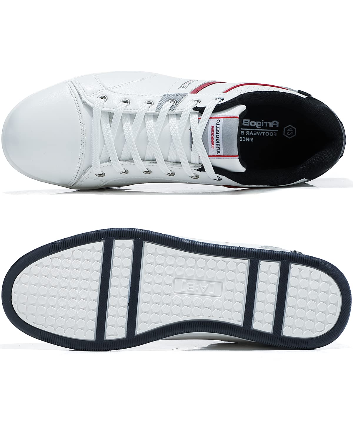ARRIGO BELLO Sneaker Herren Freizeitschuhe Schuhe Sportschuhe Leder Mode rutschfest Outdoor Sneakers Größe 41-46 (A weiß,Size_46) 5