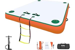Wauffua Inflatable Floating Dock for Lakes, Thick and Extra Wide Lake Floats for Adults, Air Dock Platform with Portable Carrying Bag, Floating Platform Island for Pool Beach Ocean