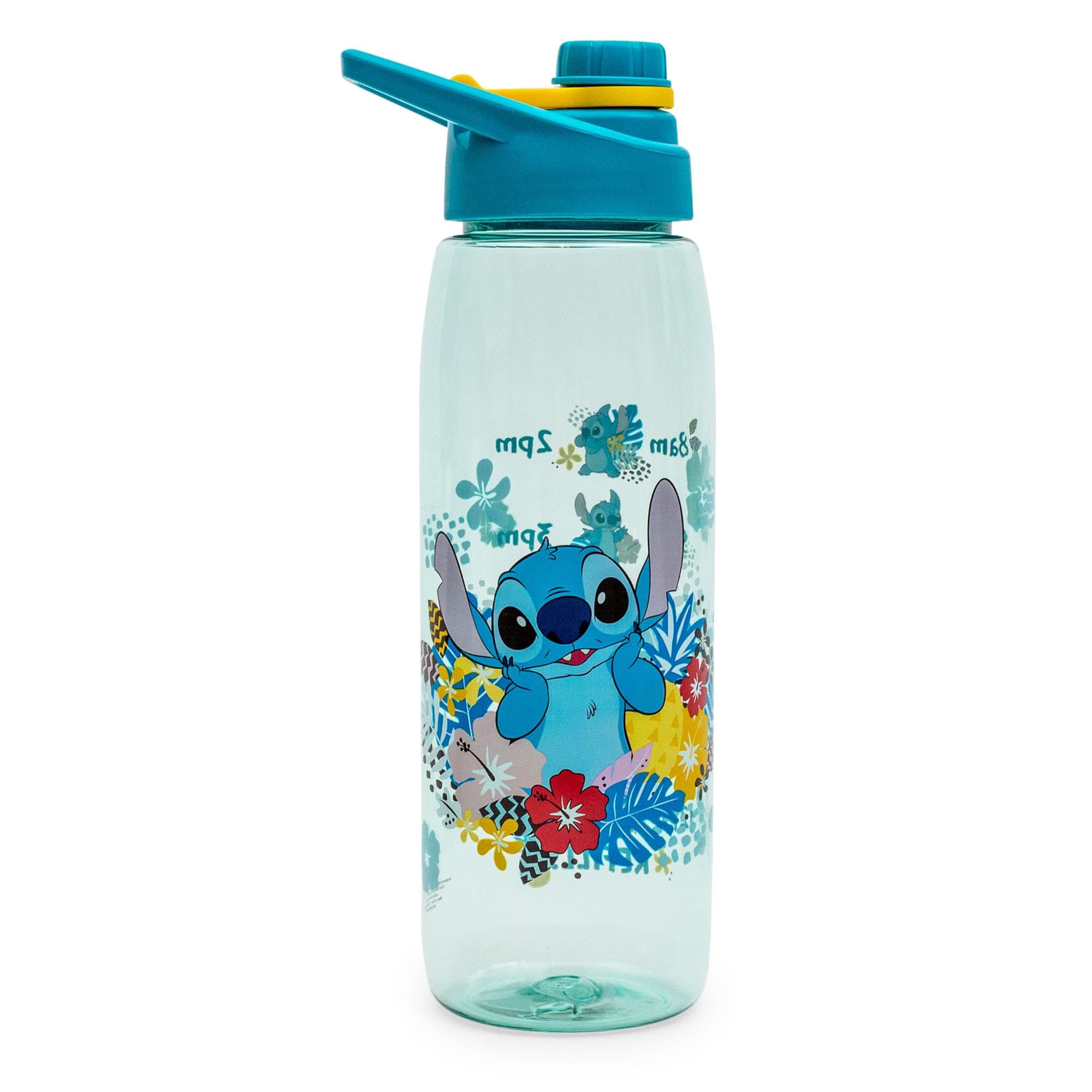 Silver Buffalo Disney's Lilo and Stitch Tropical Tritan Water Bottle, Screw Top Lid, 28 Oz, Blue
