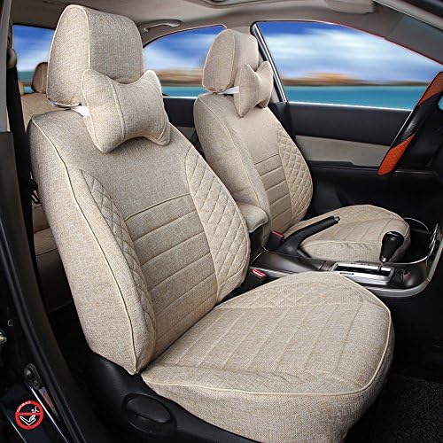 AutoDecorun Automotive Custom Exact Fit Flax Cloth Car Seat Covers for