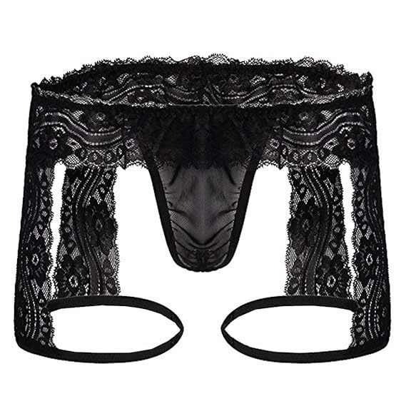 Buy callmin Men's Lace Panties, Men Underwear Solid Color HollowOut