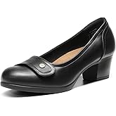 DREAM PAIRS Women's Chunky Comfortable Closed Toe Low Block Heels Work Round Toe Dress Wedding Adjustable Slip On Pumps Shoes
