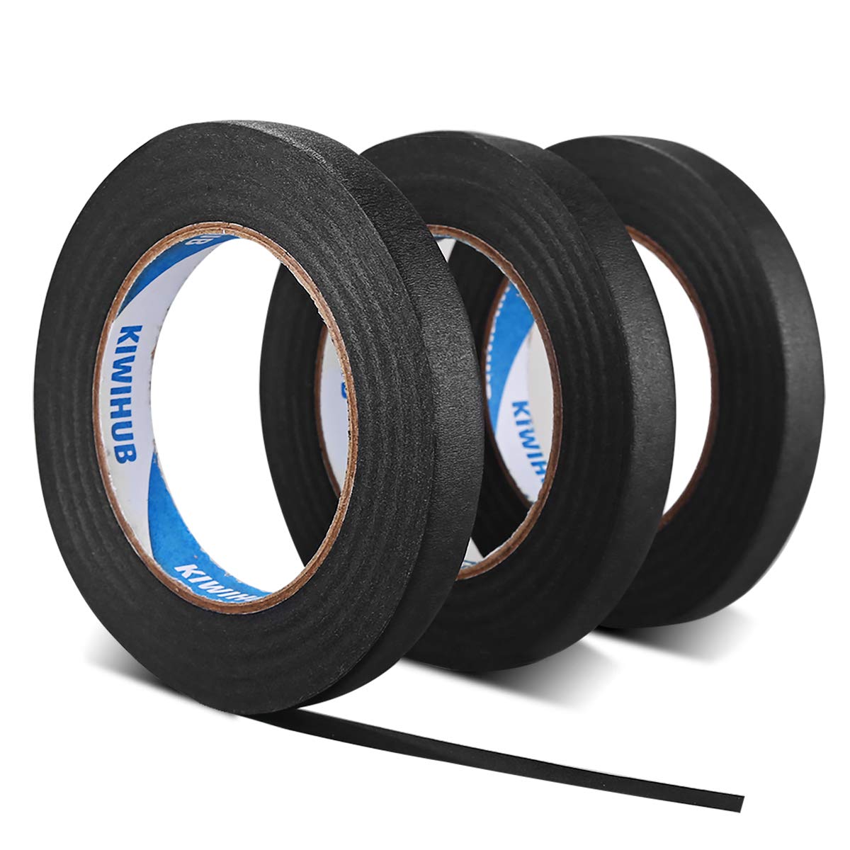 KIWIHUB Painter's Tape, 0.6 in x 60 yd (180 Yards Total), 3 Rolls - Black Painting & Masking Tape - Multi Surface Use - 14 Day Clean Release Trim Edge Finishing Tape: Industrial & Scientific