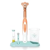 Beurer TB10 Kids Electric Toothbrush Kit - Fun Milo The Monkey Cap with 2 Extra-Soft Brush Heads to Help Remove Plaque, 2 Minute Timer, and Rinse Cup, BPA-Free, Safe for Ages 3+