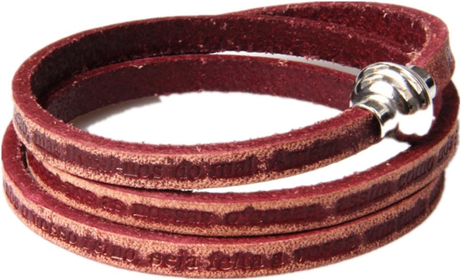 MULBA Fashion Punk Leather Mens Cuff Bracelet Sl2692 (Dark Red)