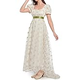Mikan Tsumiki Regency Dresses for Women 1800s Elegant Embroidery Empire Waist Dress