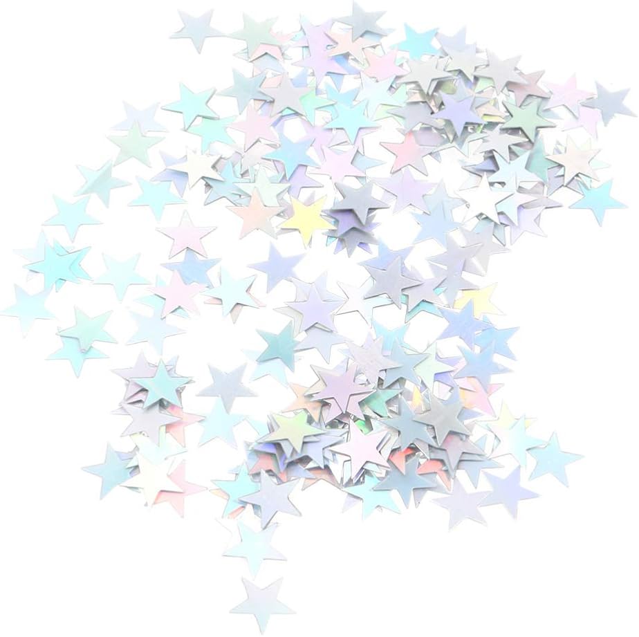 Toyvian 2000 Pcs DIY Star Confetti Star Glitter Star Sequins Nail Sequins for Party Wedding Birthday DIY Supplies 10MM (Silver)