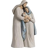 ShineOnAngel 10 Inch Holy Family Figurine – Modern Wood Carving Style Nativity Scene in Morandi Tones, Resin Sculpture for Christmas and Home Religious Décor